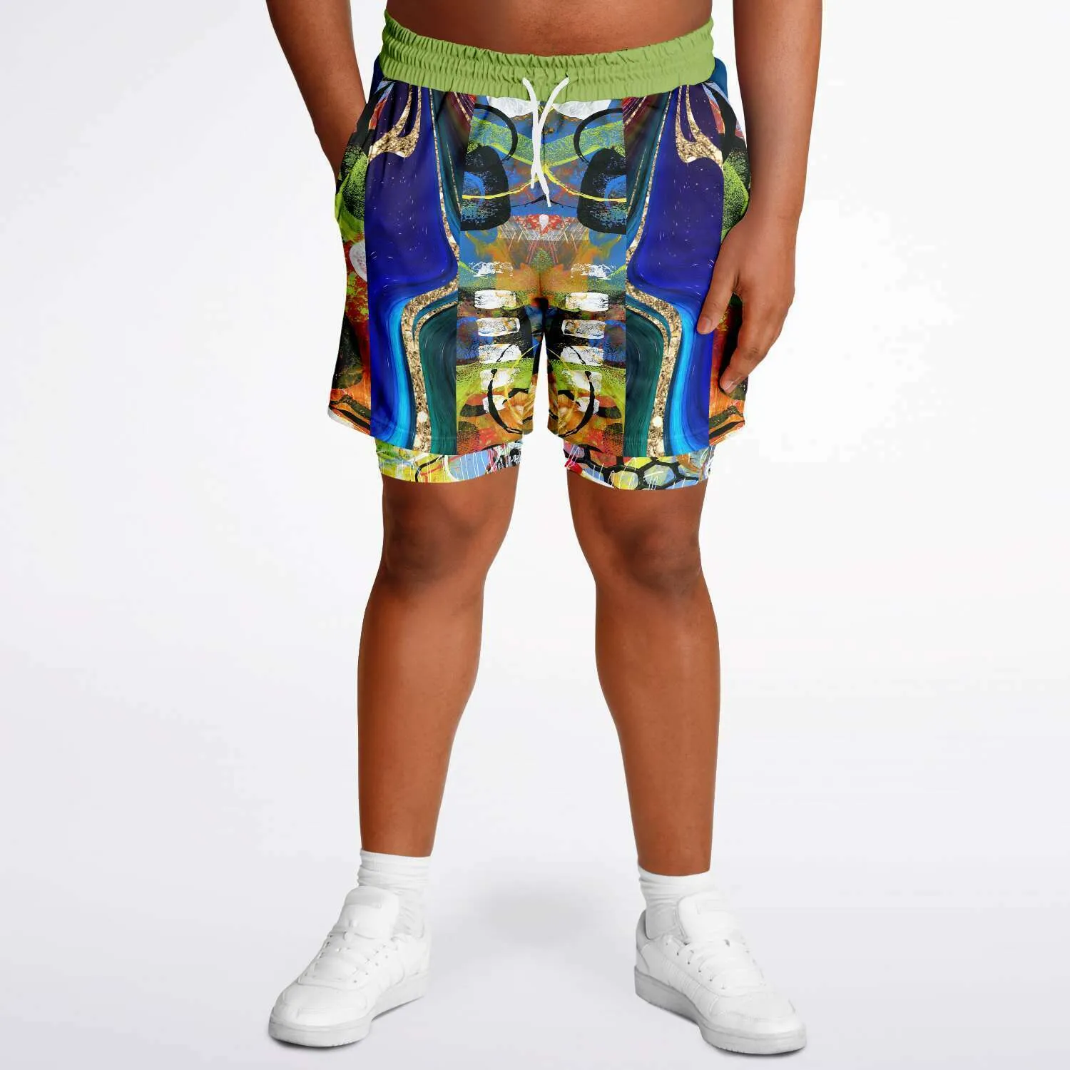 Barcelona Blue Marble Swirl Compression Activity Shorts