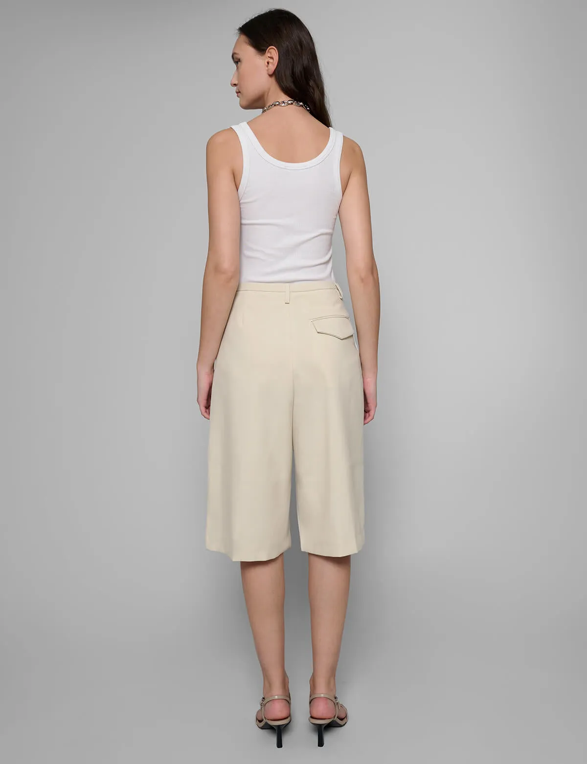 Beige Bermuda Suit Shorts