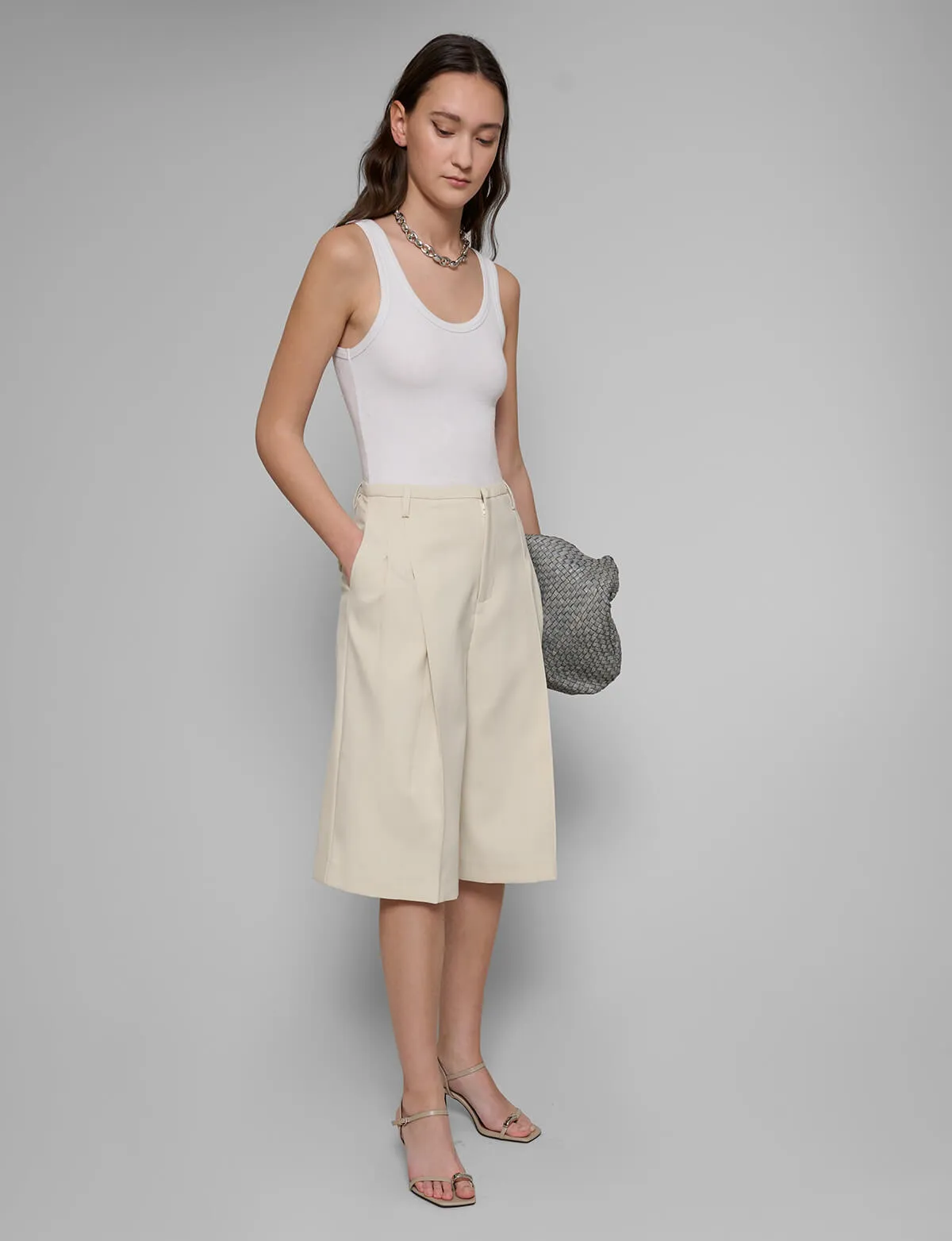 Beige Bermuda Suit Shorts