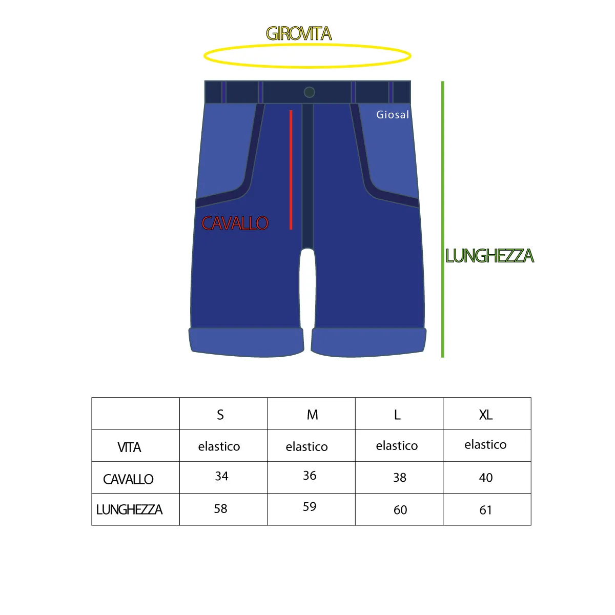 Bermuda Pantaloncino Uomo Corto Giallo Rotture Elastico Oversize GIOSAL-PC1599A