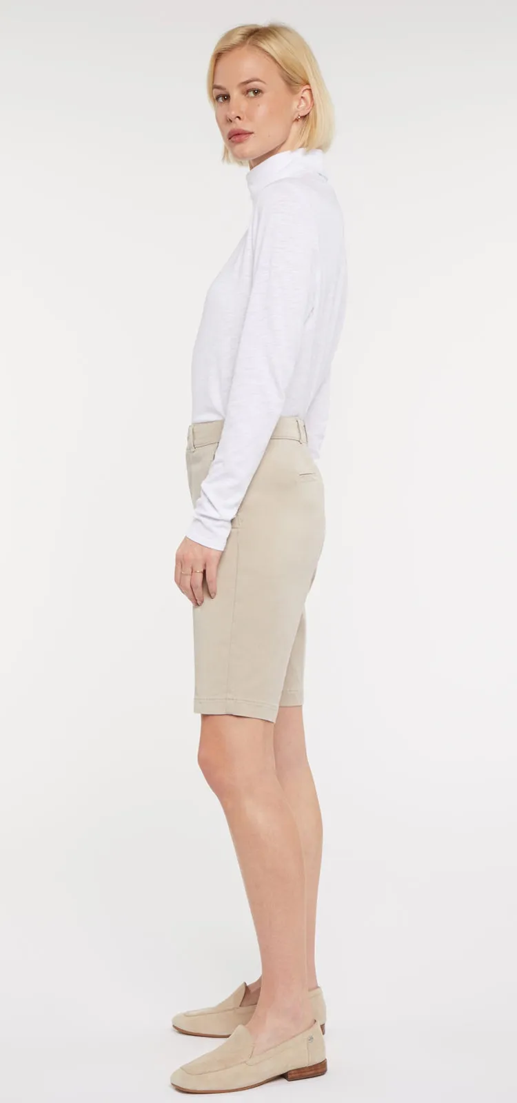 Bermuda Short Beige Stretch Twill | Feather