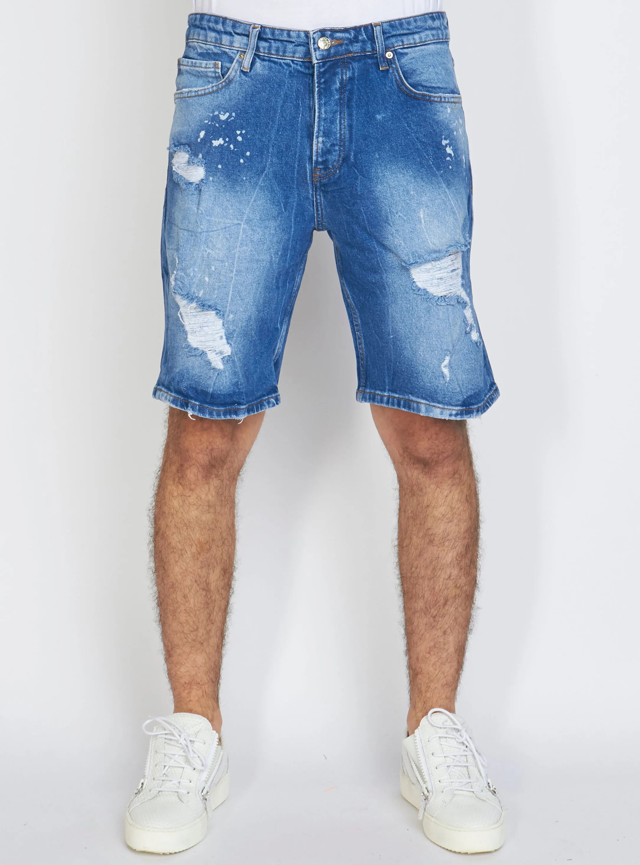 Buyer's Choice Denim Shorts - Distressed - Blue - K6191