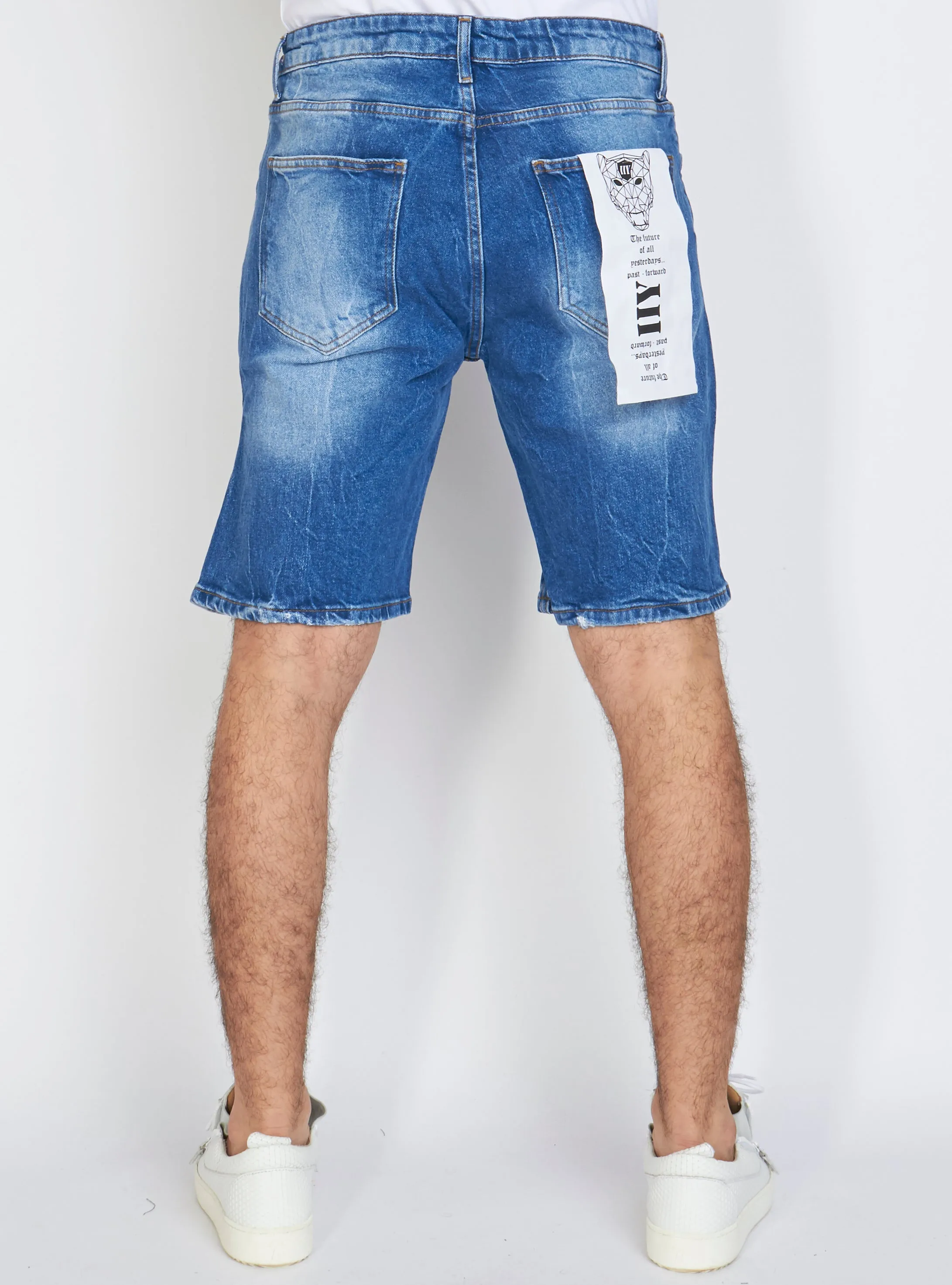 Buyer's Choice Denim Shorts - Distressed - Blue - K6191