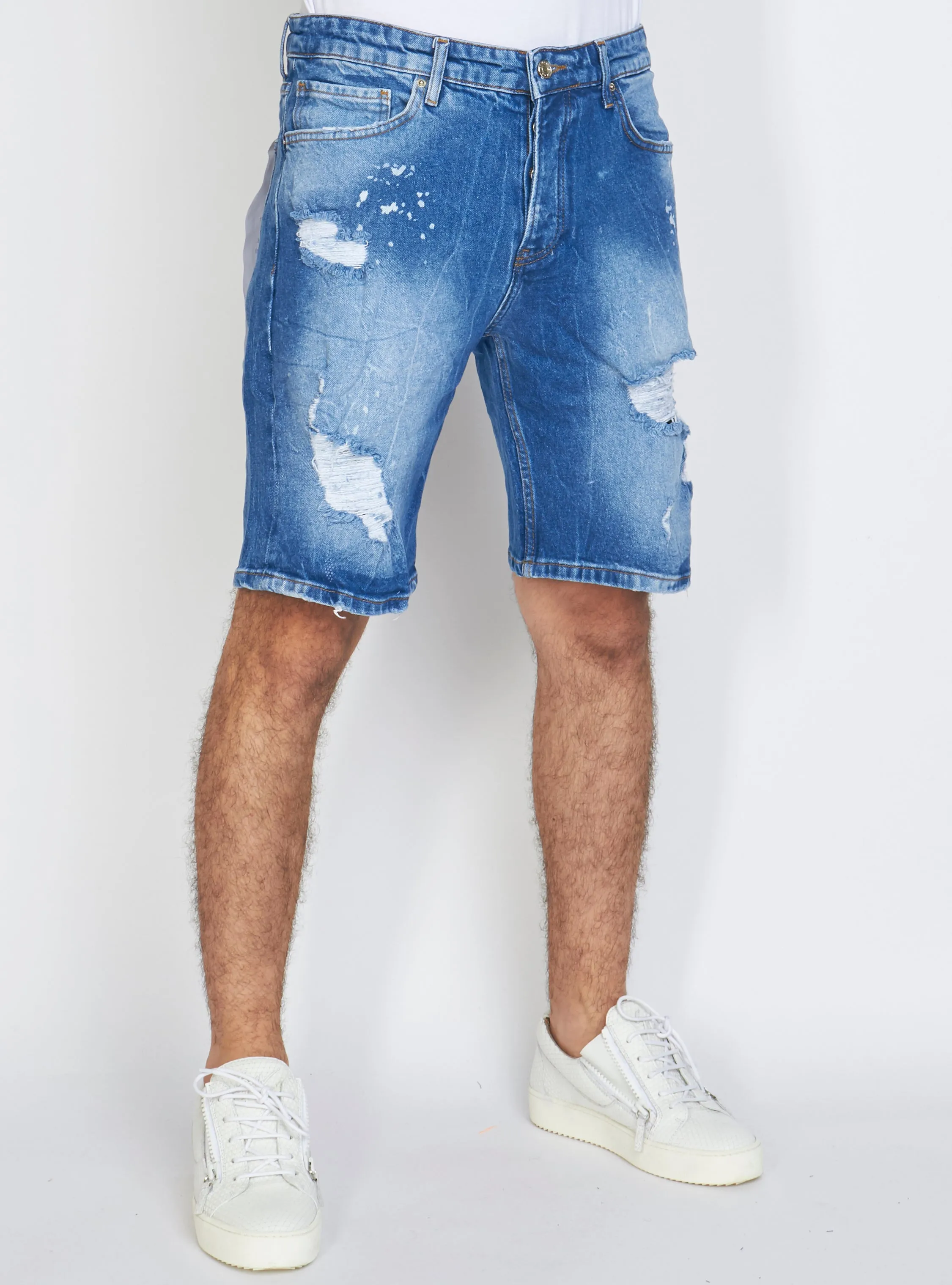 Buyer's Choice Denim Shorts - Distressed - Blue - K6191