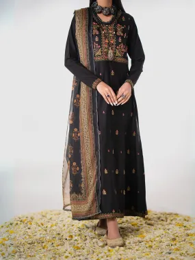 Casual Lite "Gul Posh" Embroidered Cotton Suit - Black