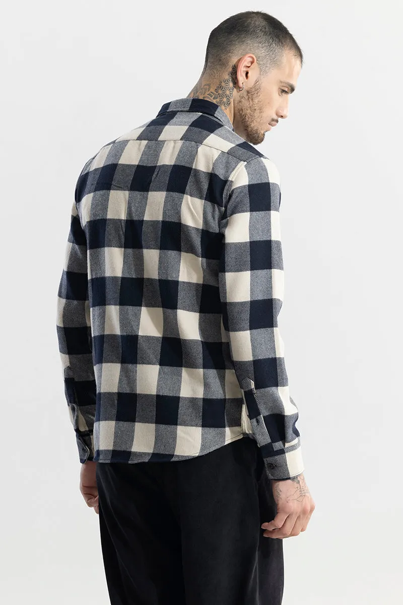 Chess Flannel Checks Navy Shirt