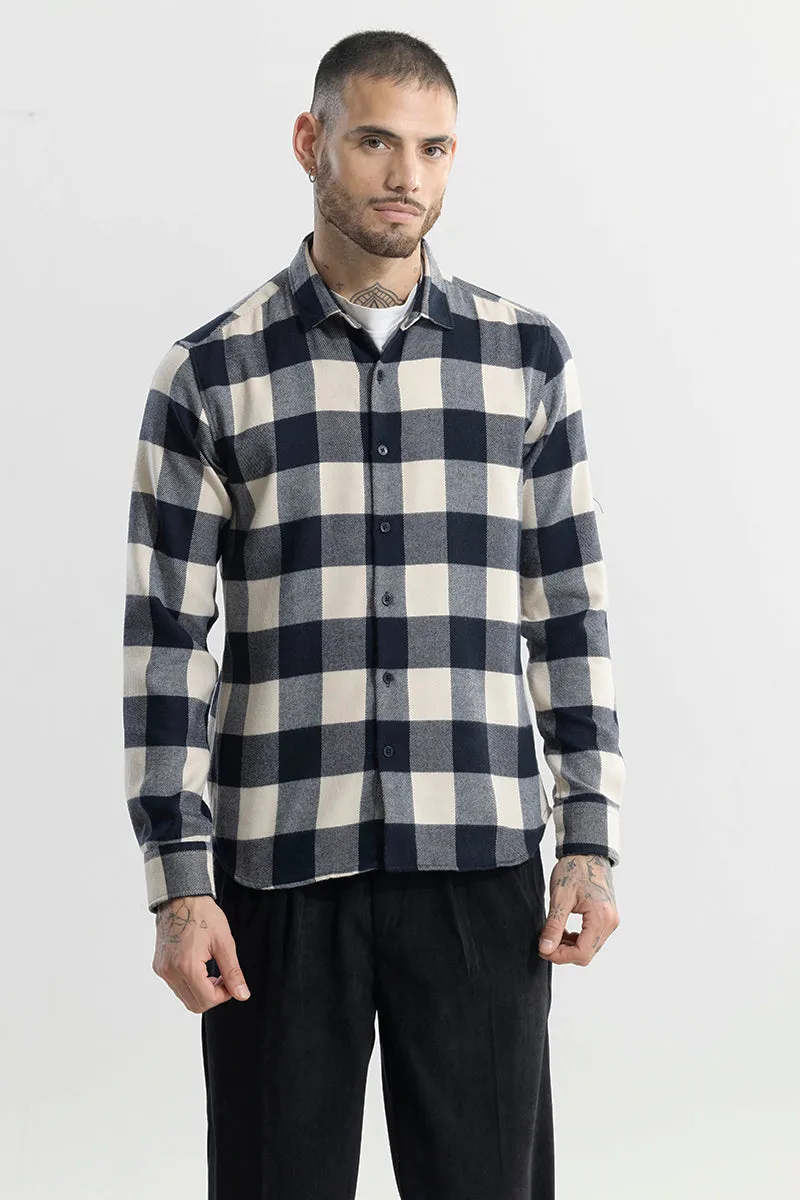 Chess Flannel Checks Navy Shirt