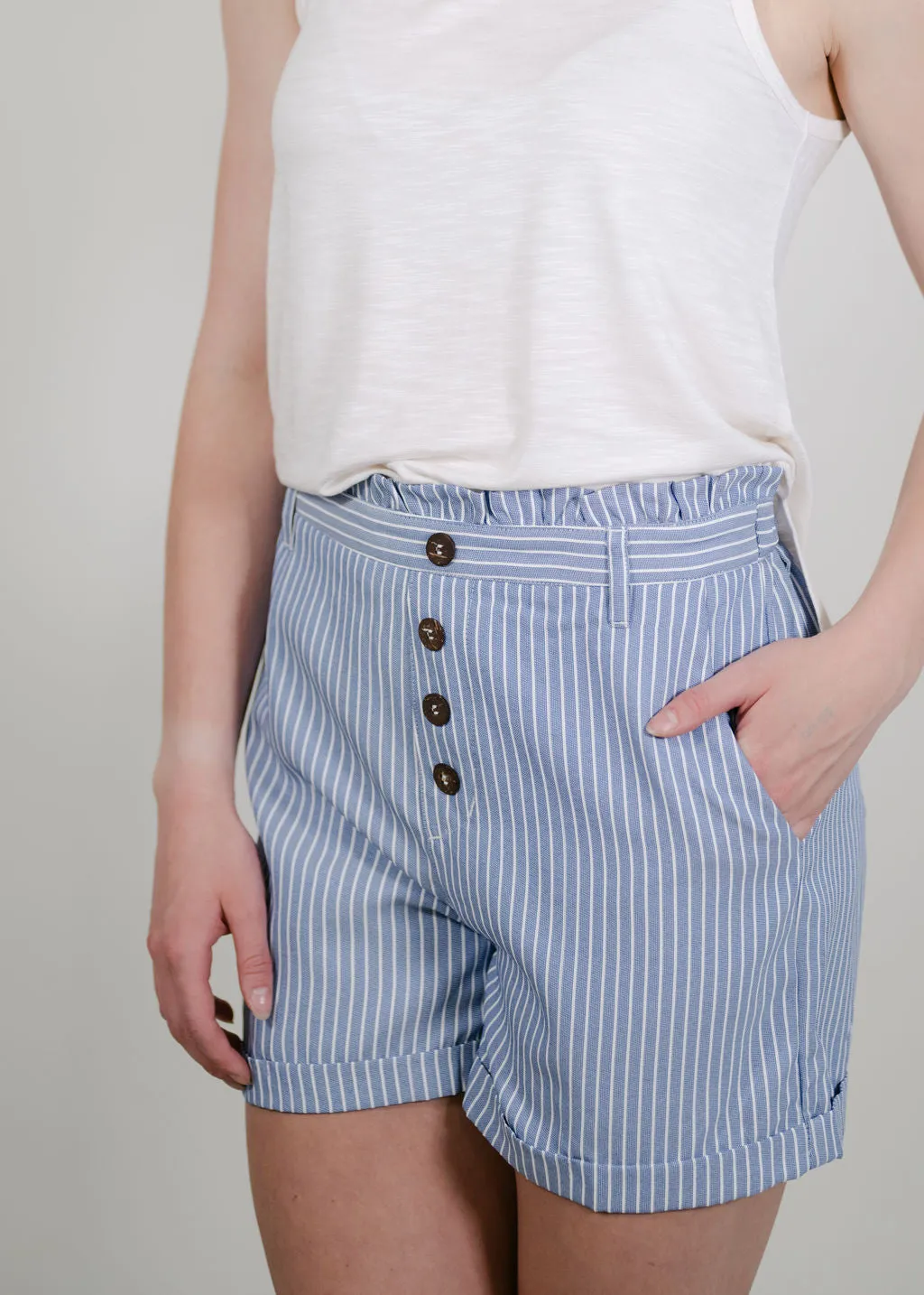 Denim Blue Stripe Short