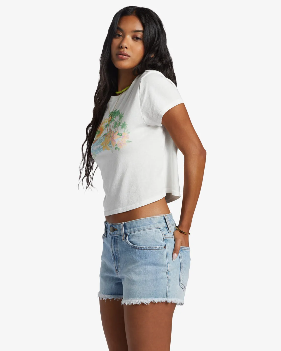 Drift Away Frayed Denim Shorts