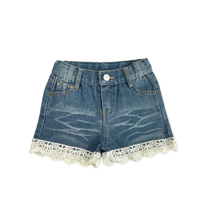 Girl's Shea Baby Denim Lace Shorts