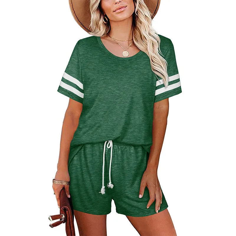 Haute Edition Varsity Striped Pajama Lounge Short Set