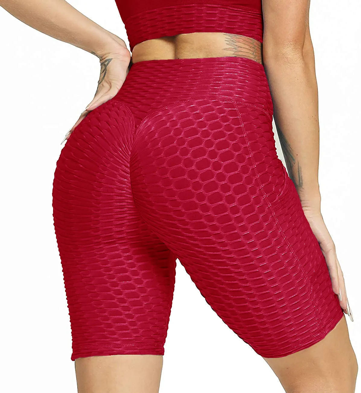 Haute Edition Women's Booty Lift Solid Color Biker Short with Pockets