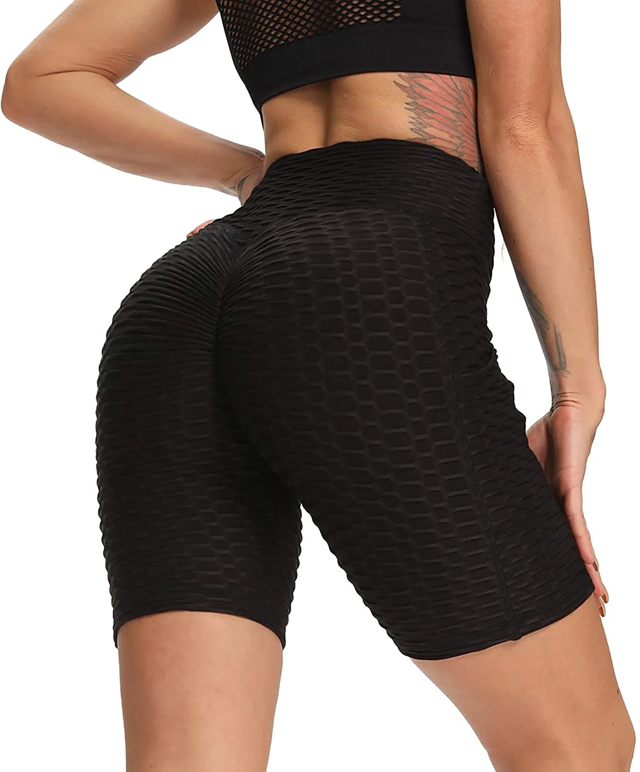 Haute Edition Women's Booty Lift Solid Color Biker Short with Pockets