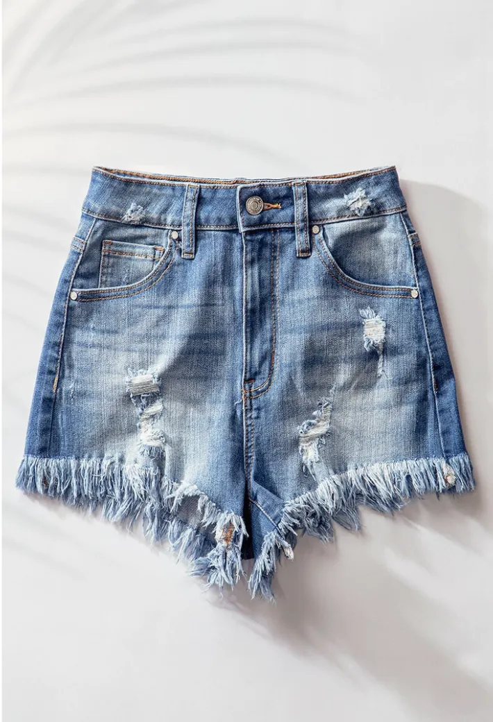 HIGH RISE DENIM SHORTS