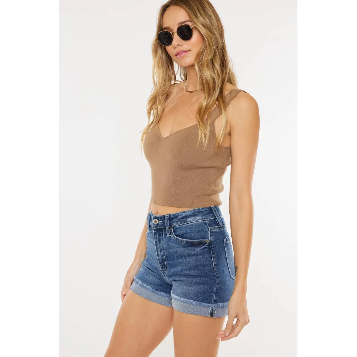 High Rise Denim Shorts