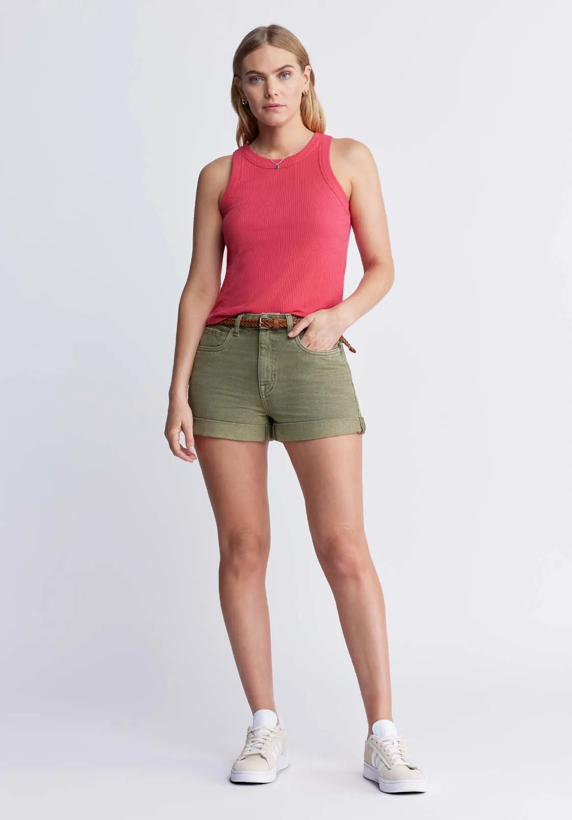 High Rise Relaxed Goldie Women's Shorts in Aloe Green - BL15963