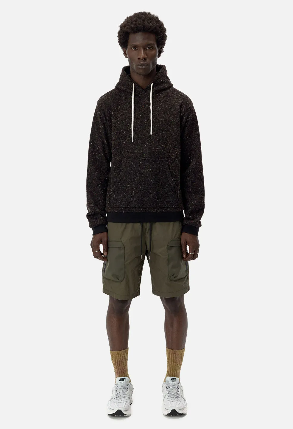 High Shrunk Nylon Cargo Shorts / Olive