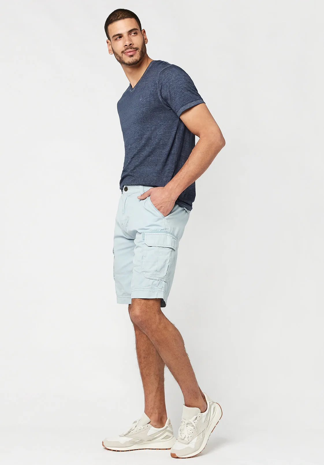 Hivibe Men's Stone Wash Shorts in Light Blue - BM23590