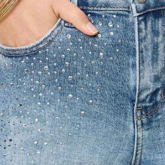 Judy Blue High Waist Rhinestone Decor Denim Shorts