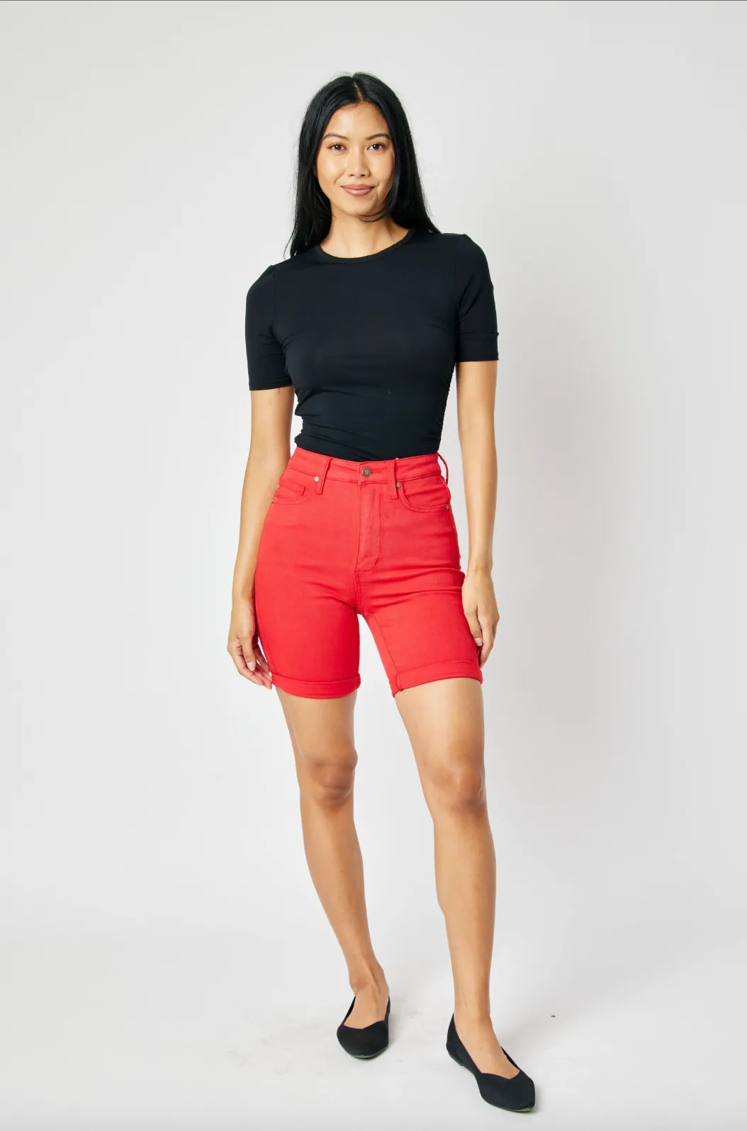 Judy Blue Tummy Control Bermuda Shorts - Red