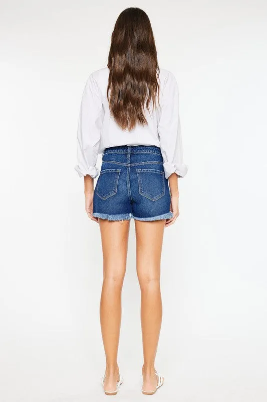 KanCan High Rise No Stitch Frayed Hem Shorts