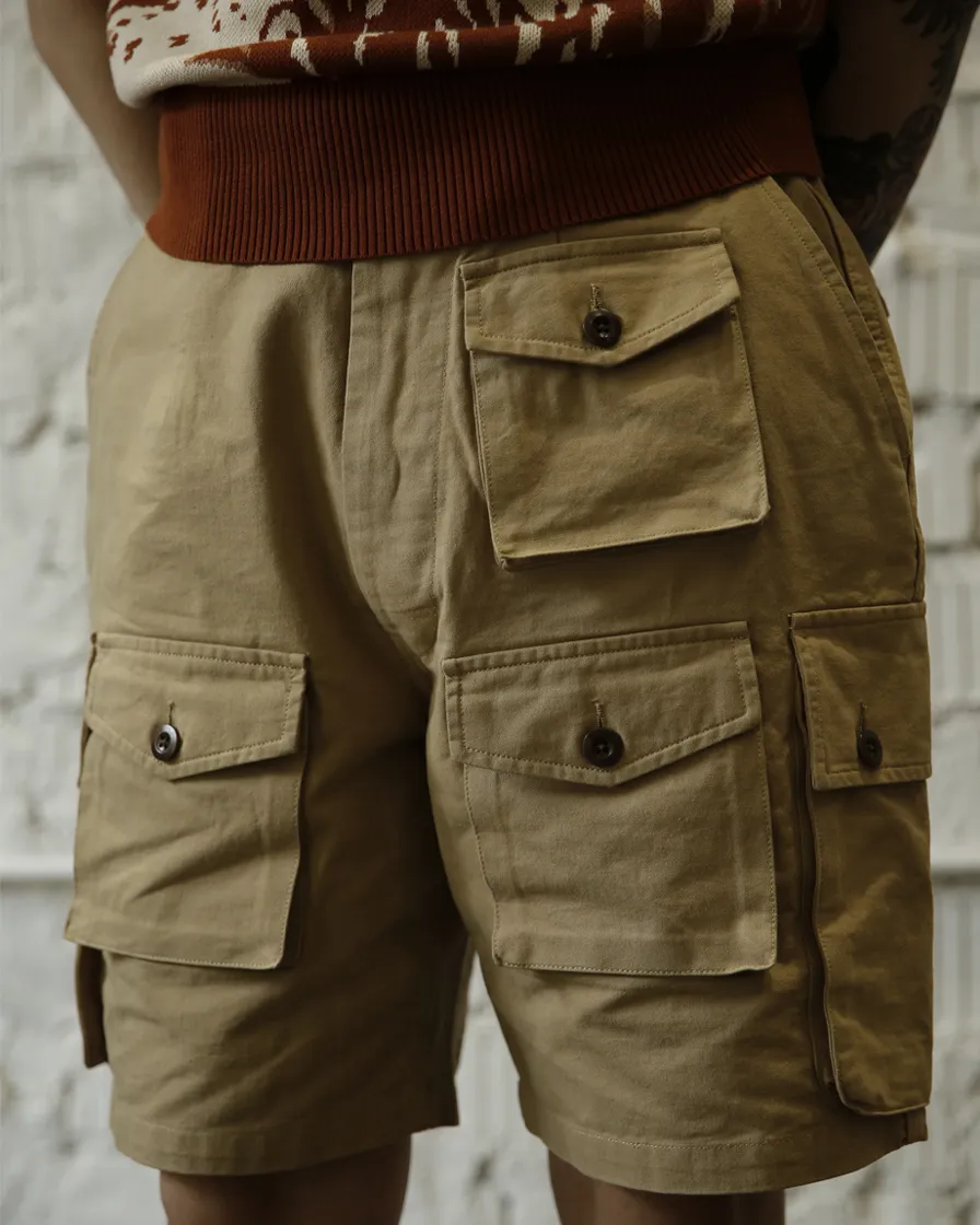 Khaki Multiple Pockets Cargo Shorts