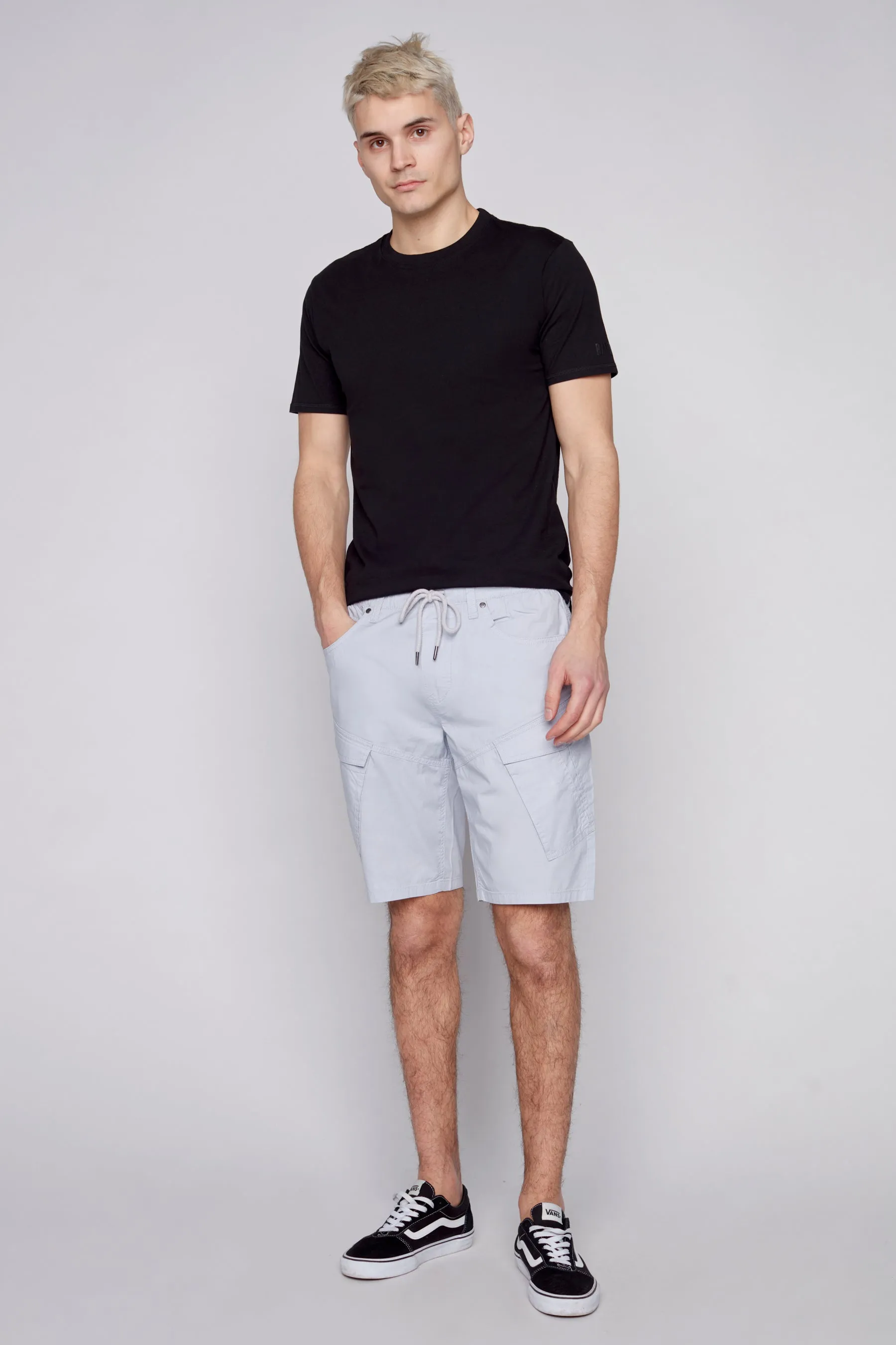 KRAVITZ - Mens 5-Pockets Pull-On Cargo Poplin Shorts - Frost Blue