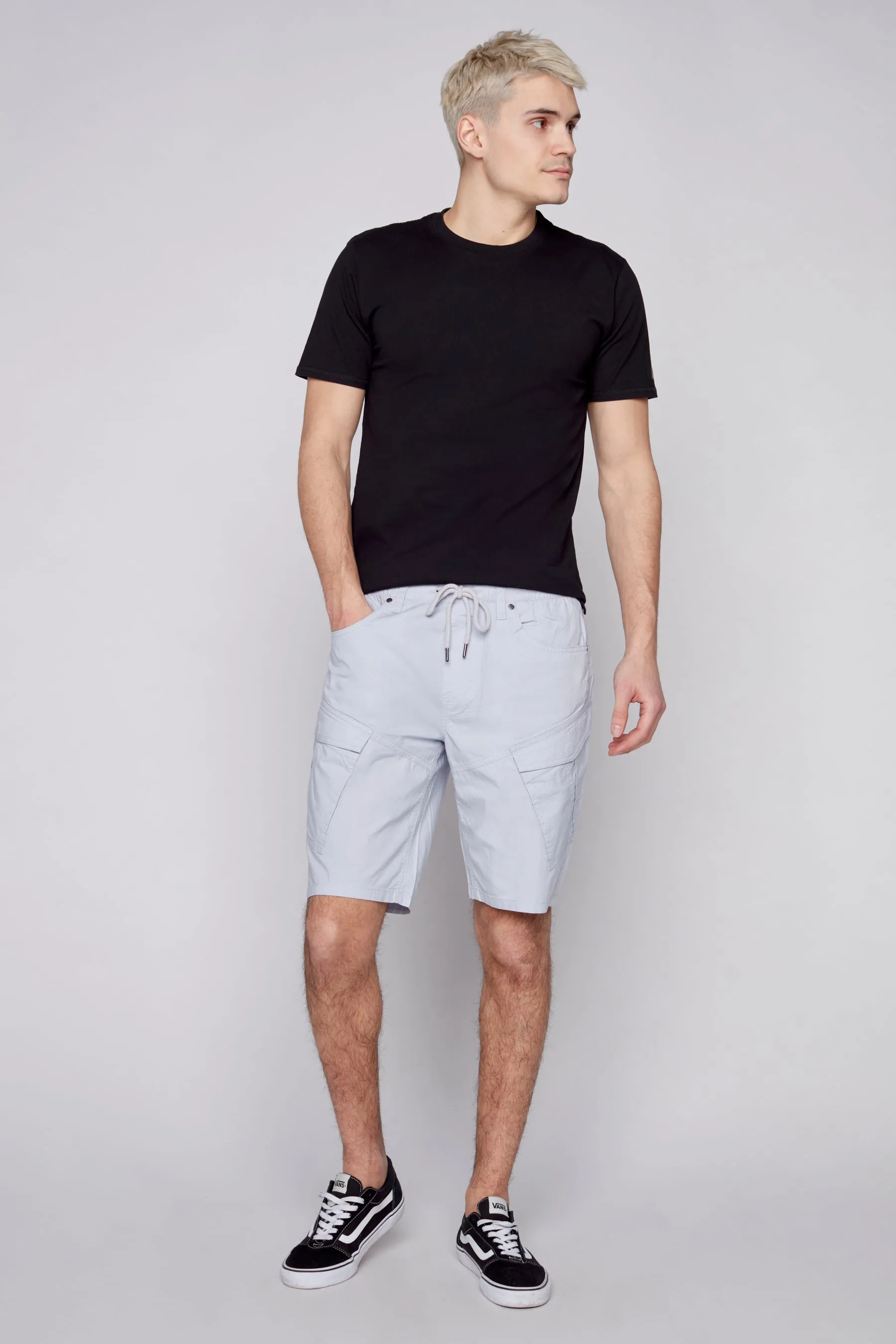 KRAVITZ - Mens 5-Pockets Pull-On Cargo Poplin Shorts - Frost Blue