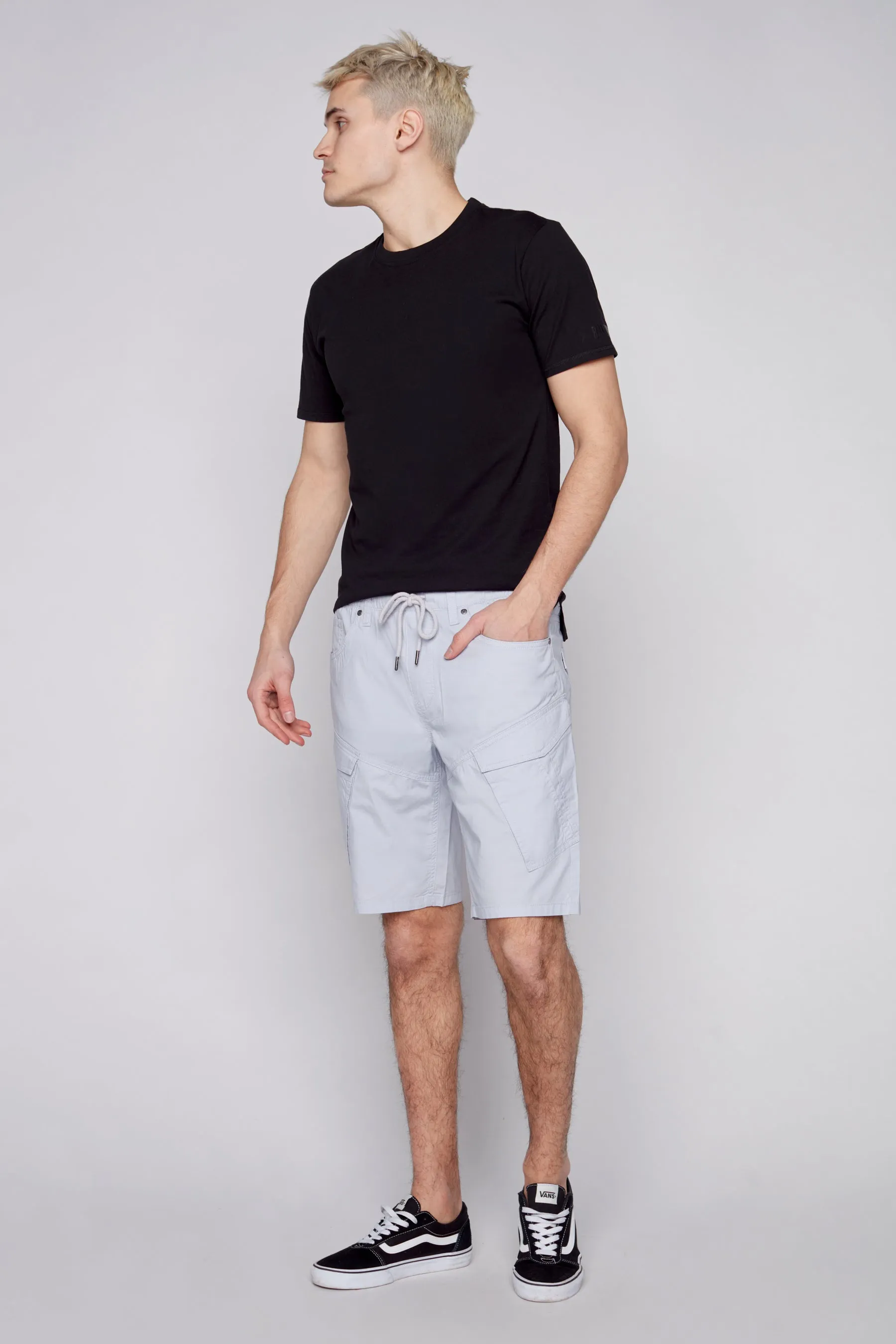 KRAVITZ - Mens 5-Pockets Pull-On Cargo Poplin Shorts - Frost Blue