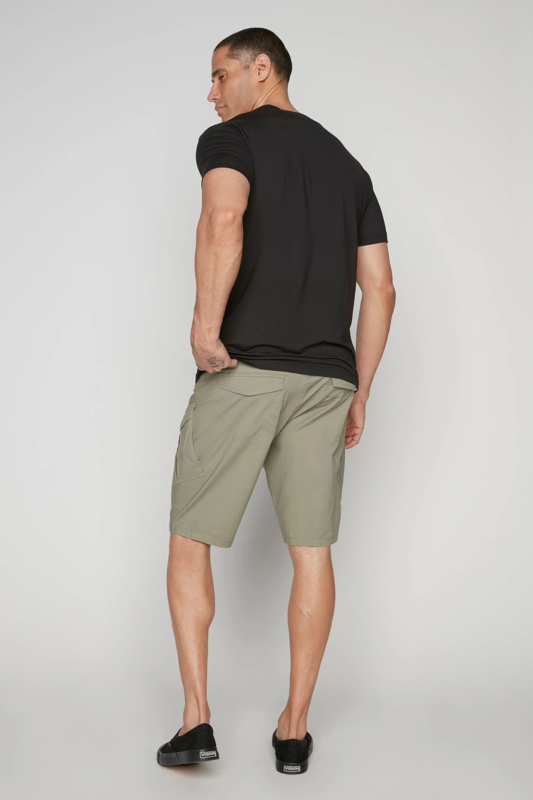 KRAVITZ - Mens 5-Pockets Pull-On Cargo Poplin Shorts - Light Olive