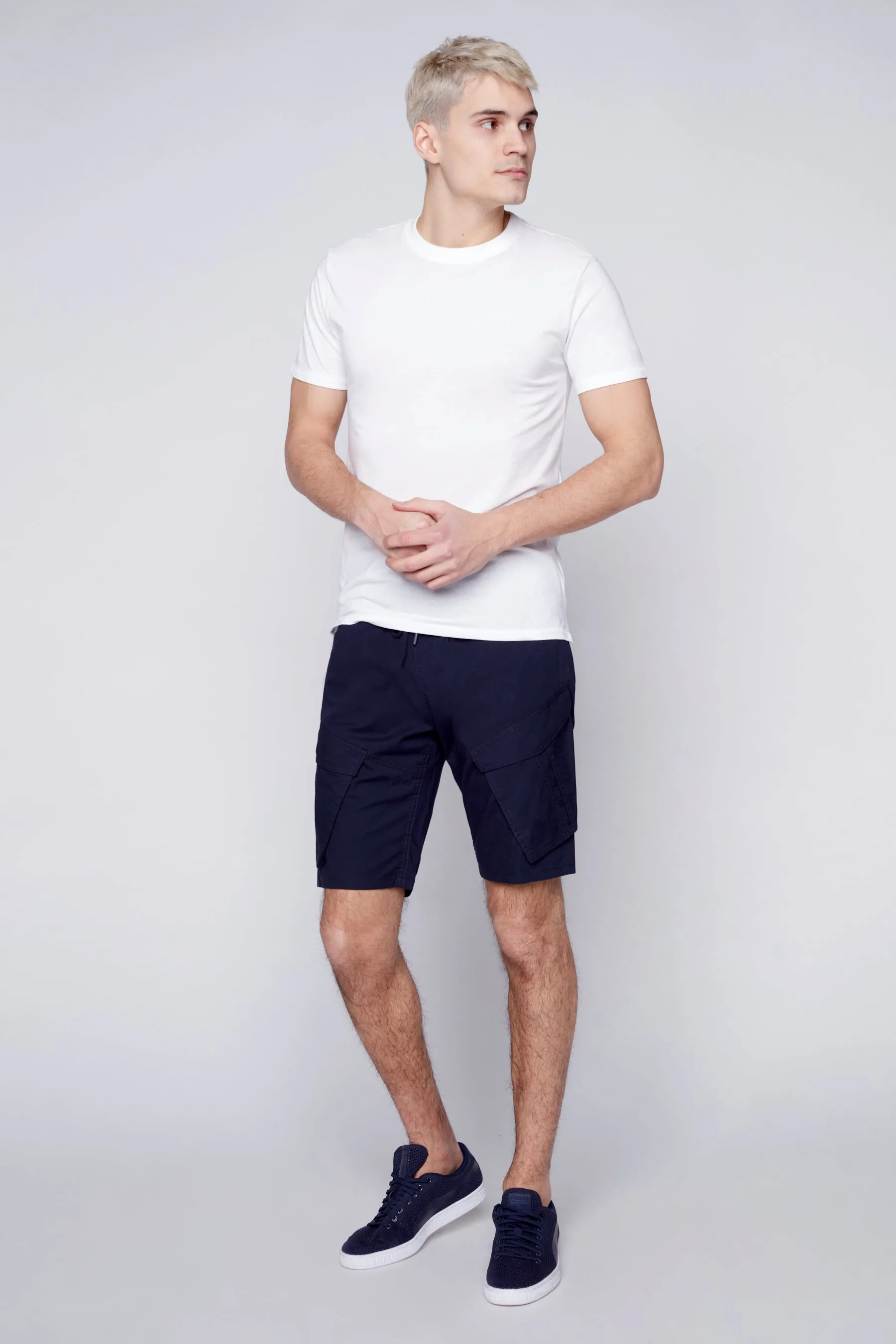 KRAVITZ - Mens 5-Pockets Pull-On Cargo Poplin Shorts - Navy