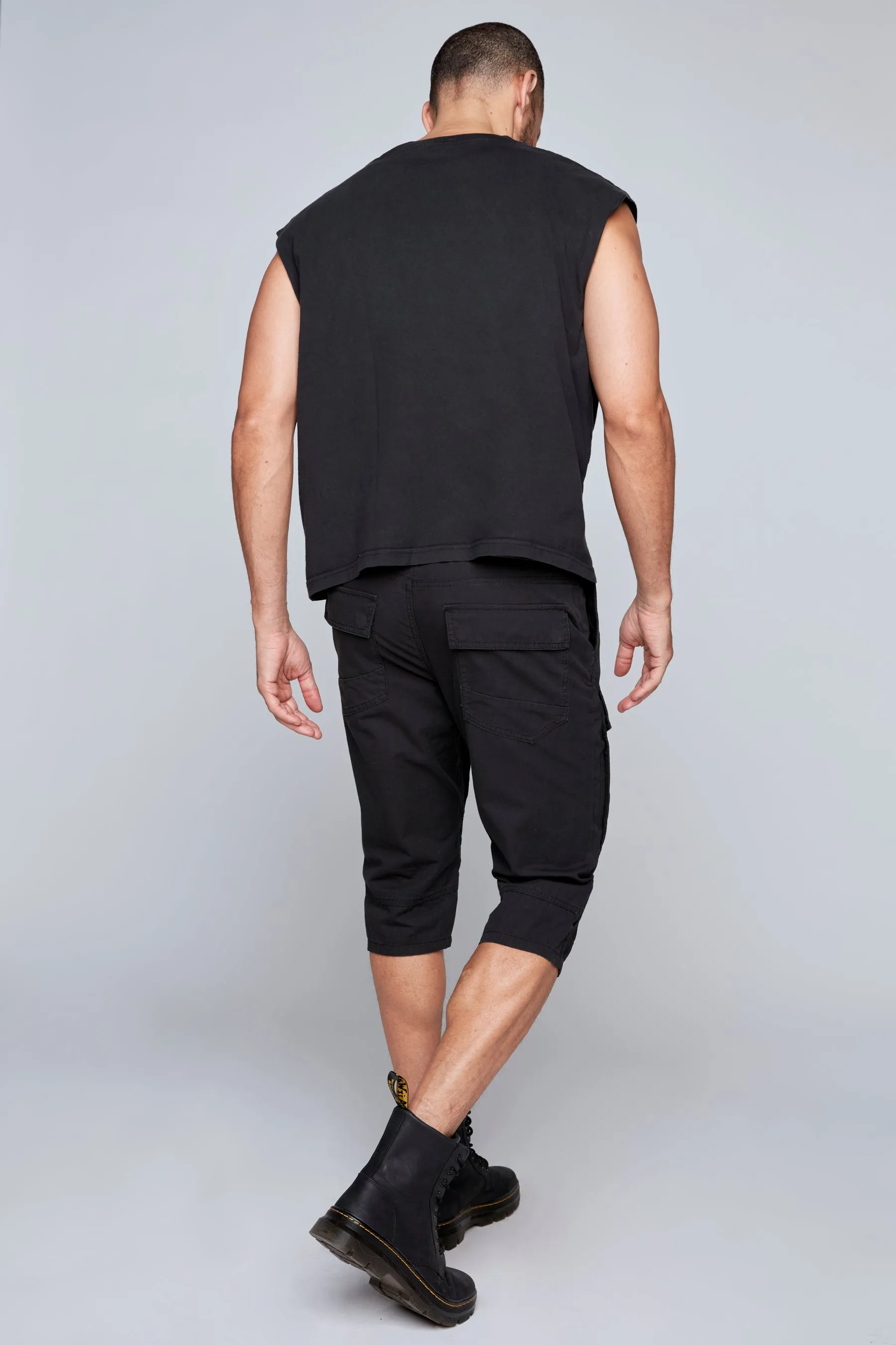 Men's 5-Pocket Cargo Capri Shorts - Black