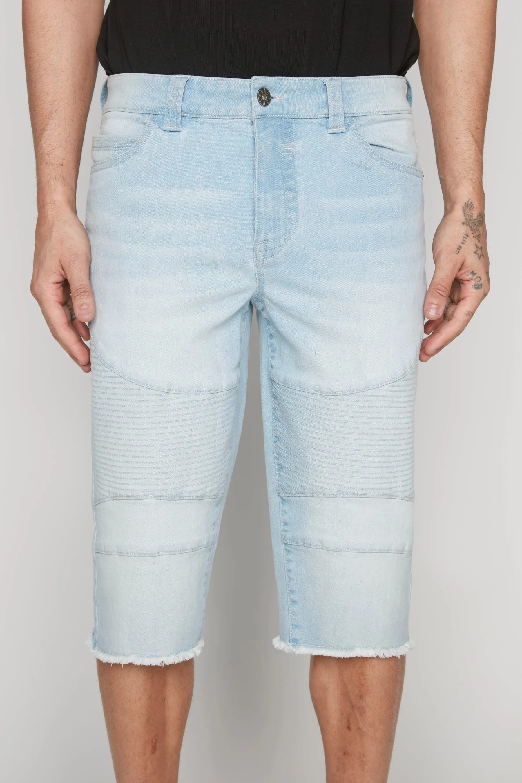 Men's 5-Pocket Denim Capri Shorts - Blue Bleach