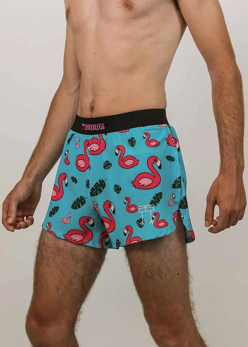 Men's Blue Flamingo 4" Half Split Shorts