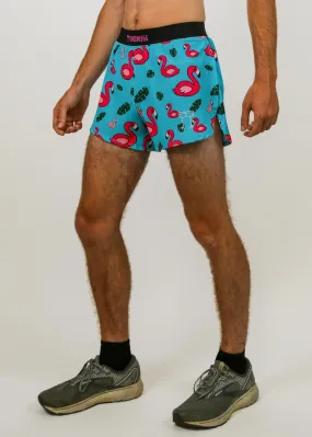 Men's Blue Flamingo 4" Half Split Shorts