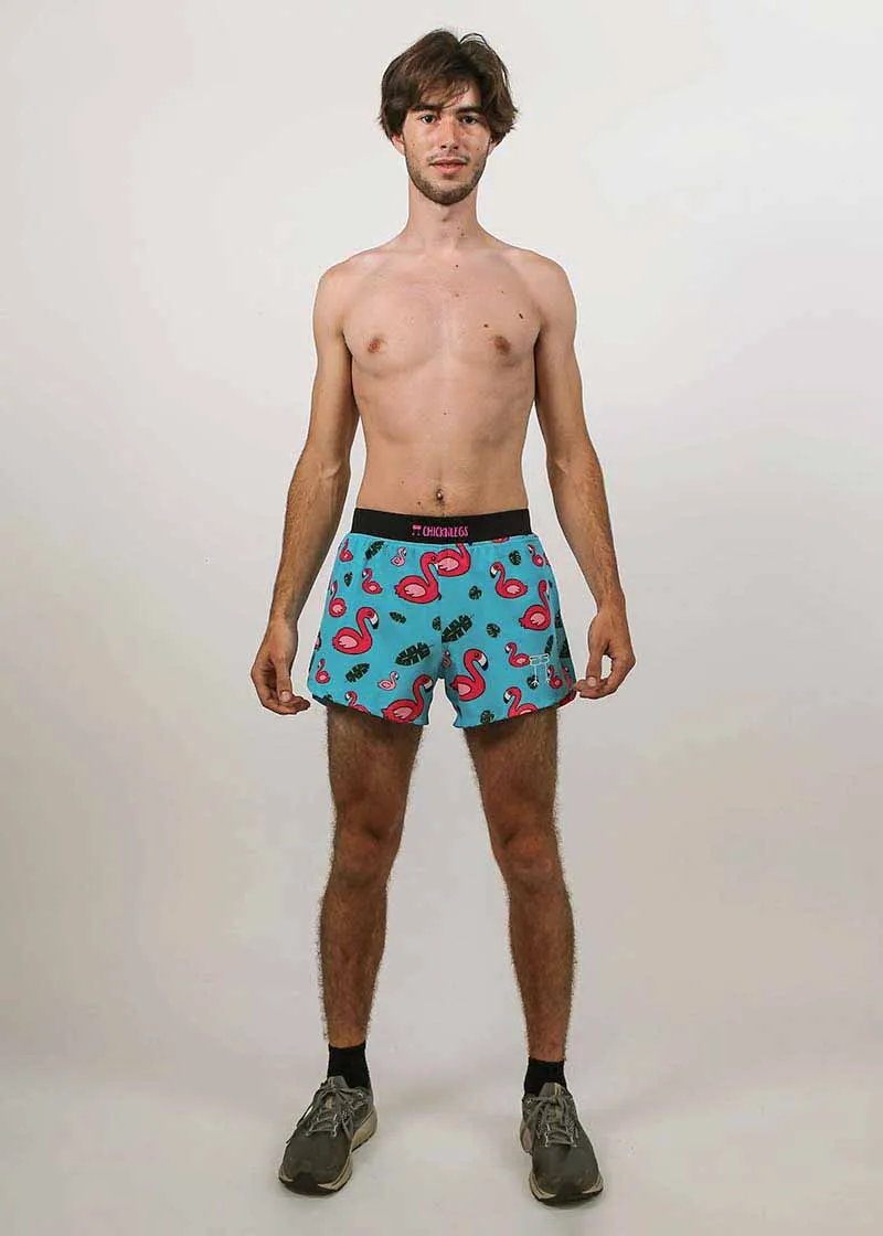 Men's Blue Flamingo 4" Half Split Shorts