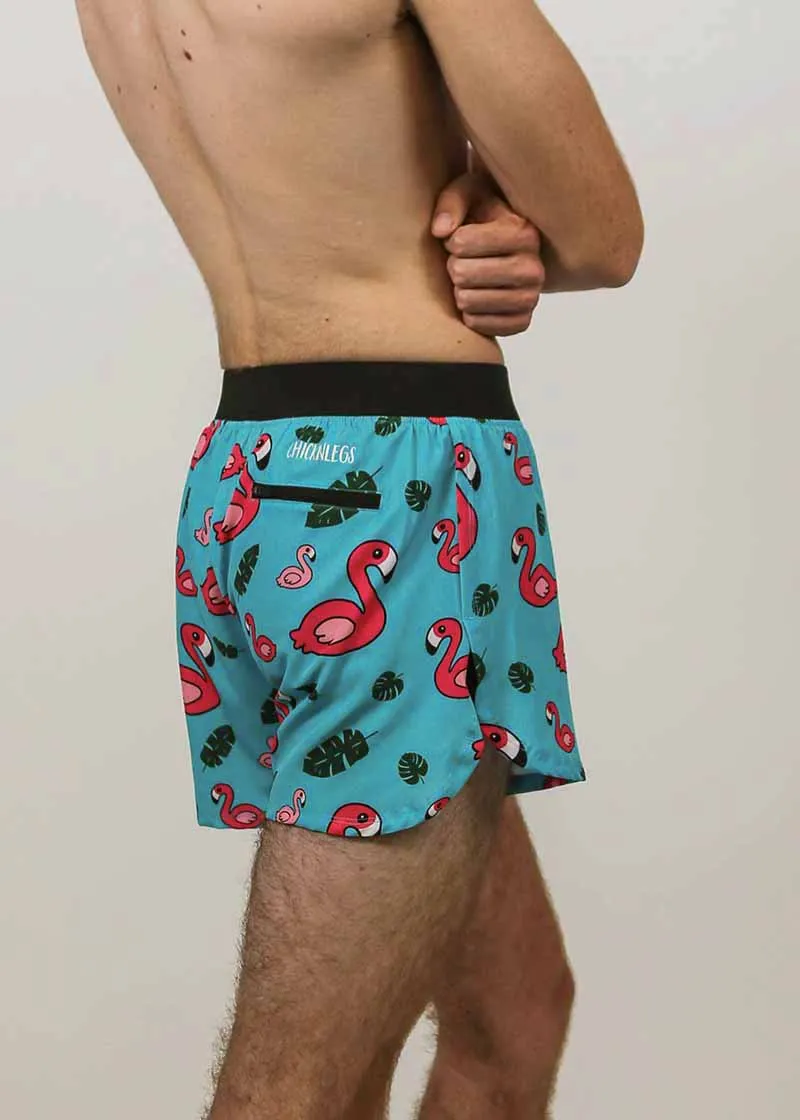 Men's Blue Flamingo 4" Half Split Shorts