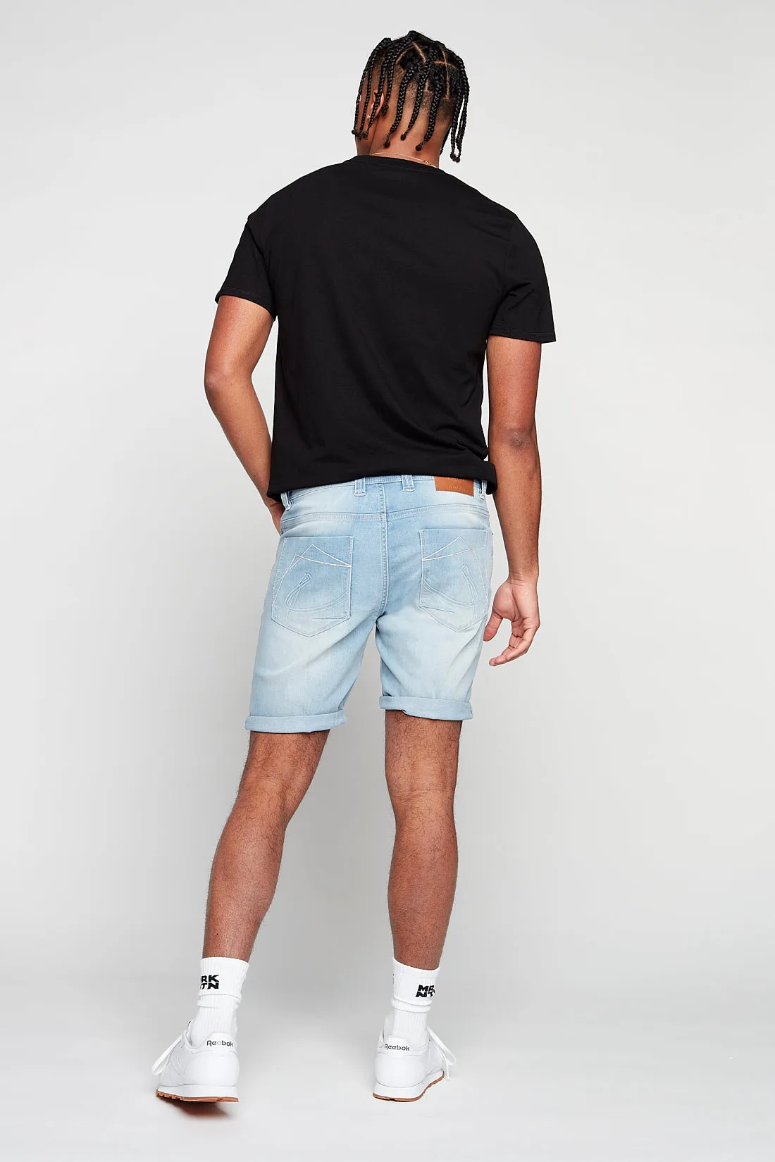 Men's Rolled-Up Denim Shorts - Blue Bleach