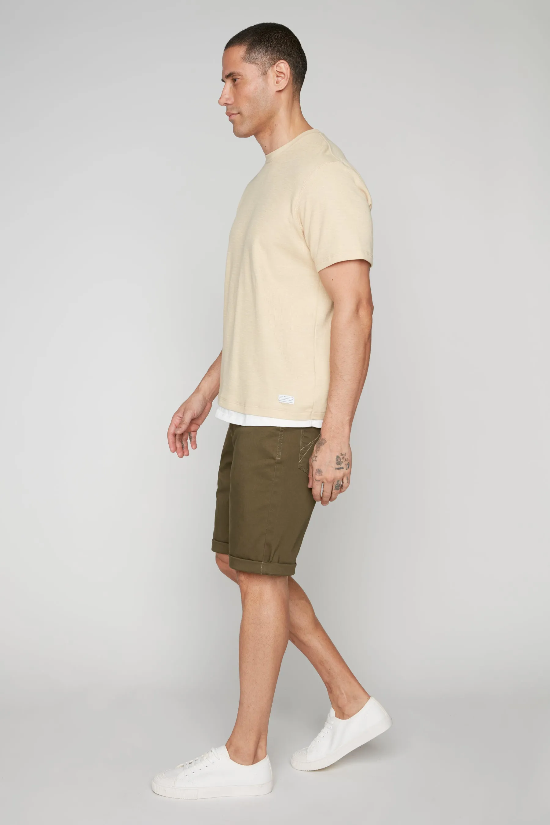 Men's Rolled-Up Denim Shorts - Olive