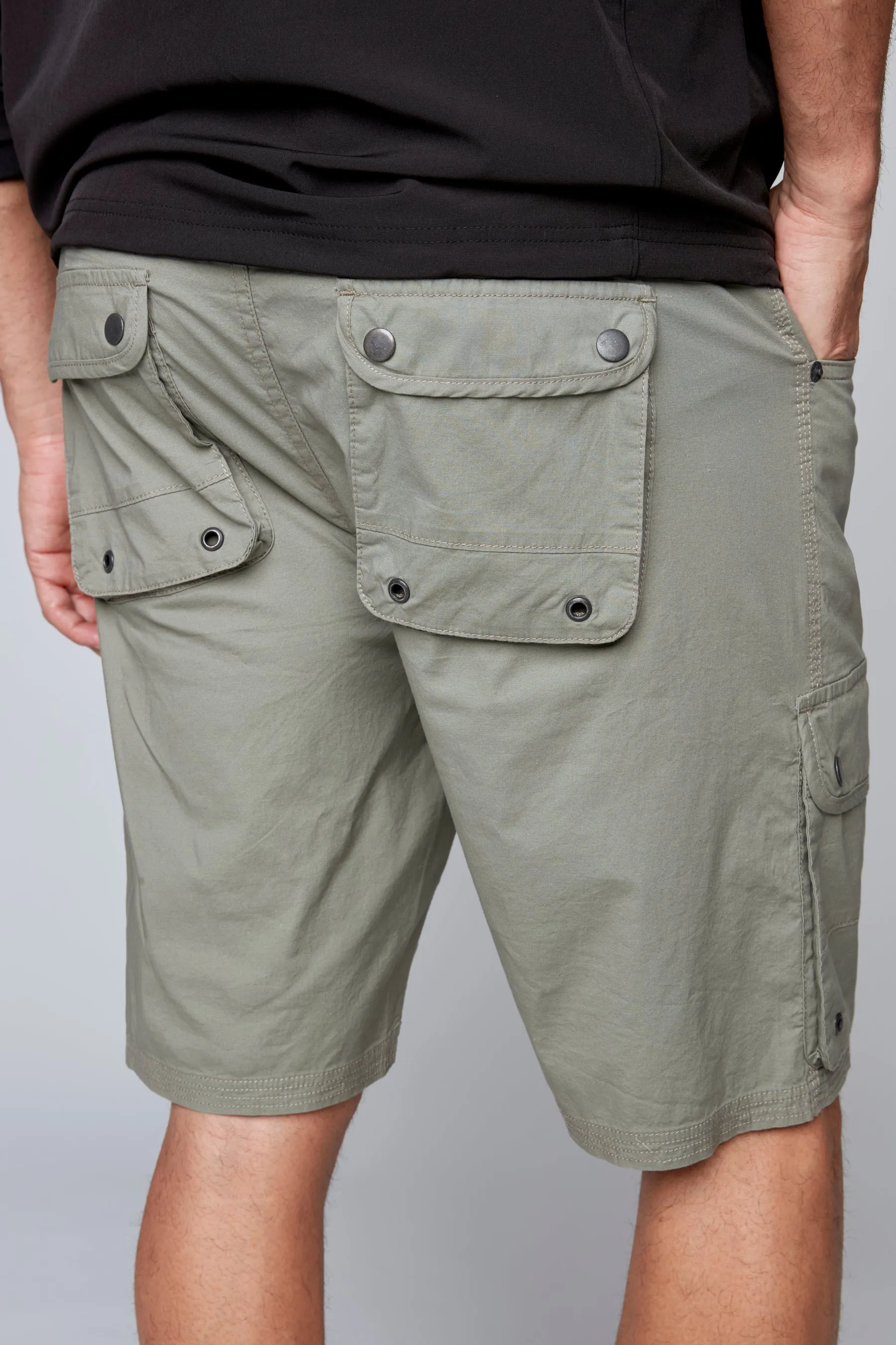 Men's Snap Cargo Poplin Short - Light Olive