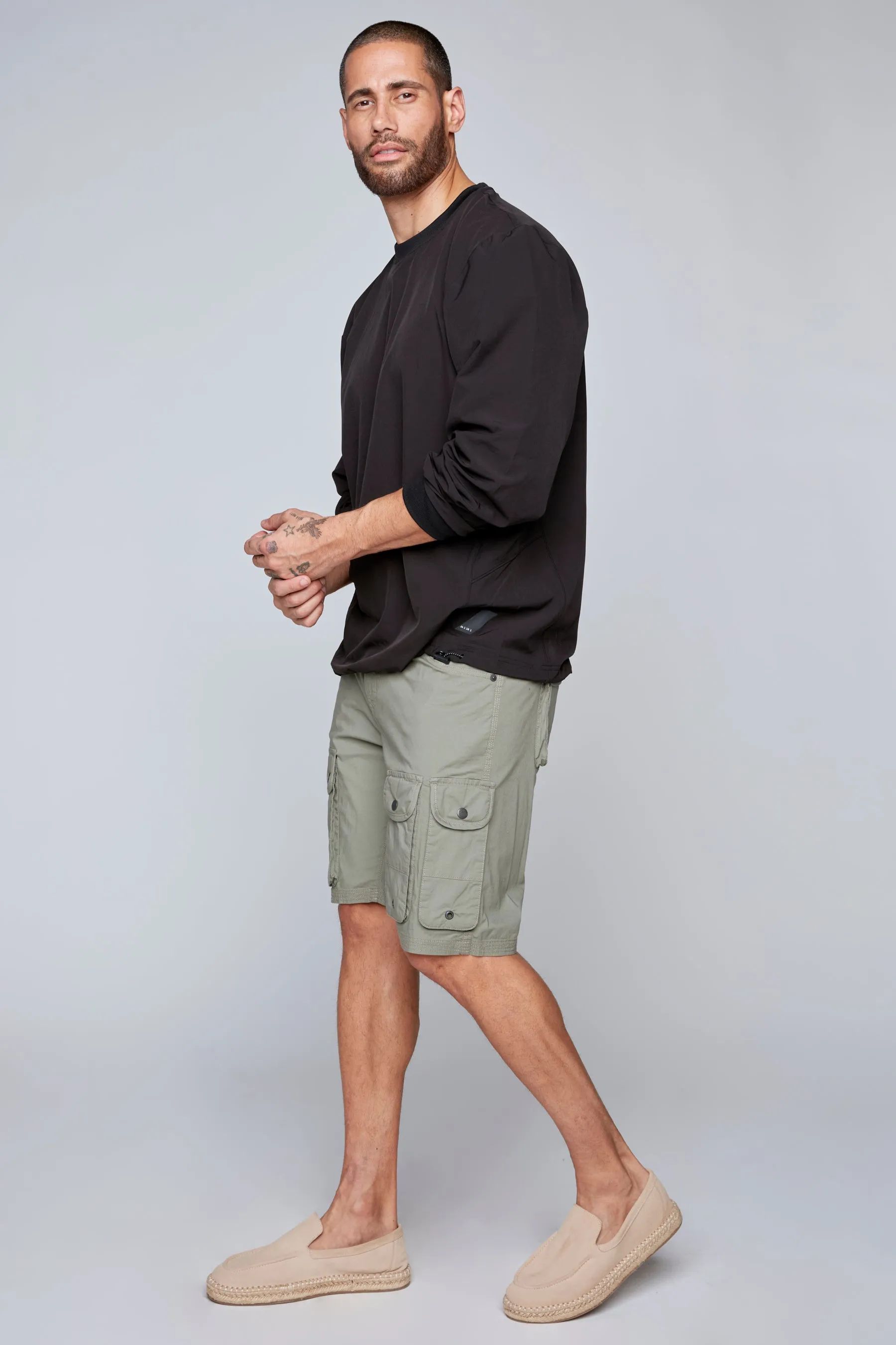 Men's Snap Cargo Poplin Short - Light Olive