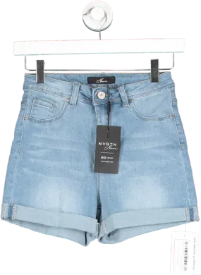 NVGTN Navi Blue Light Wash High Waist Denim Shorts UK S