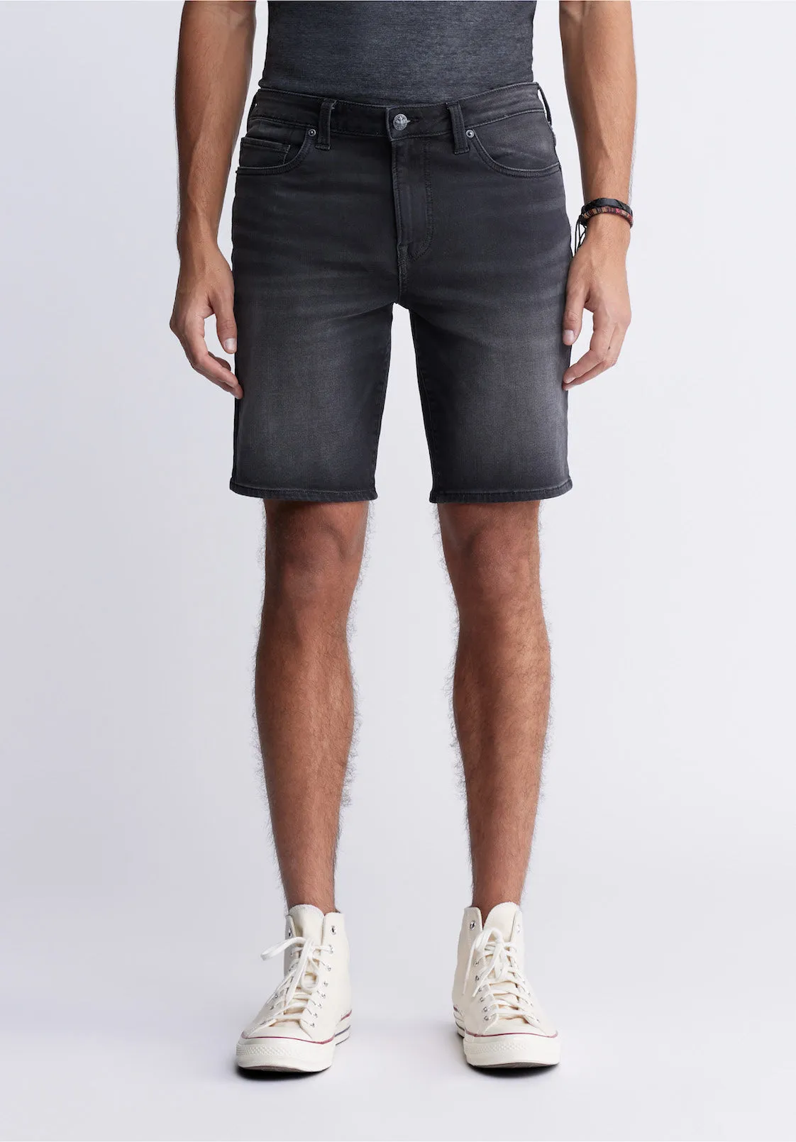 Relaxed Straight Dean Men's Freedom Flex Denim Shorts, Worked and Sanded Black - BM22965