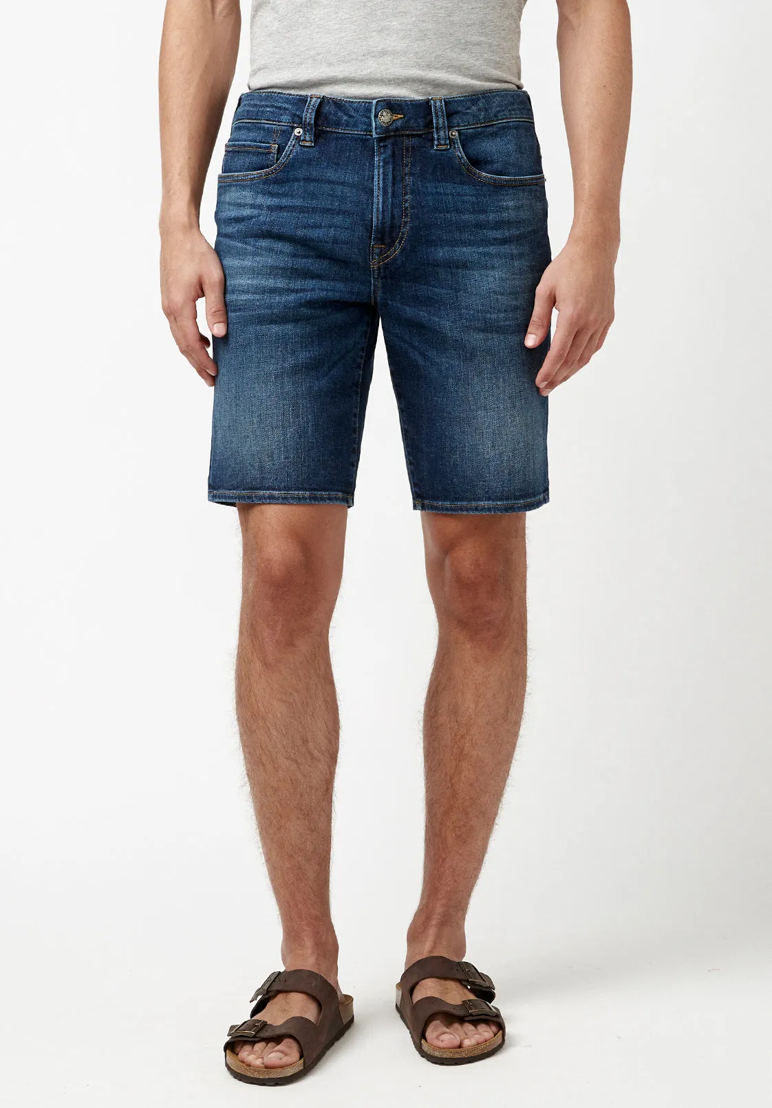 Relaxed Straight Dean Men's Super Stretch Shorts in Veined and Crinkled Blue - BM22851