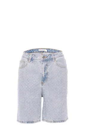 Rhinestone Embellished Denim Shorts