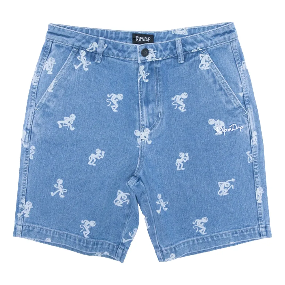 RIPNDIP DANCE PARTY DENIM SHORTS-MEDIUM WASH