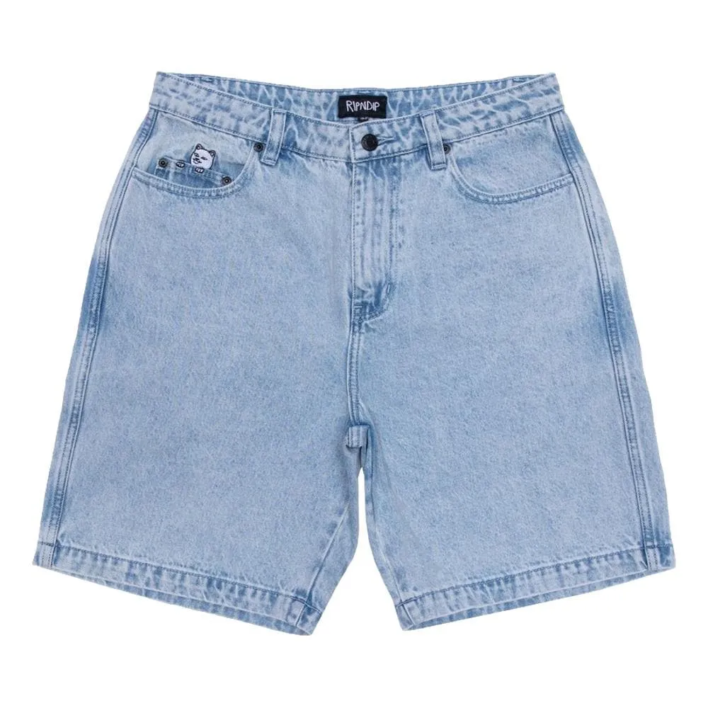 RipNDip LA BREA DENIM SHORTS-BLUE