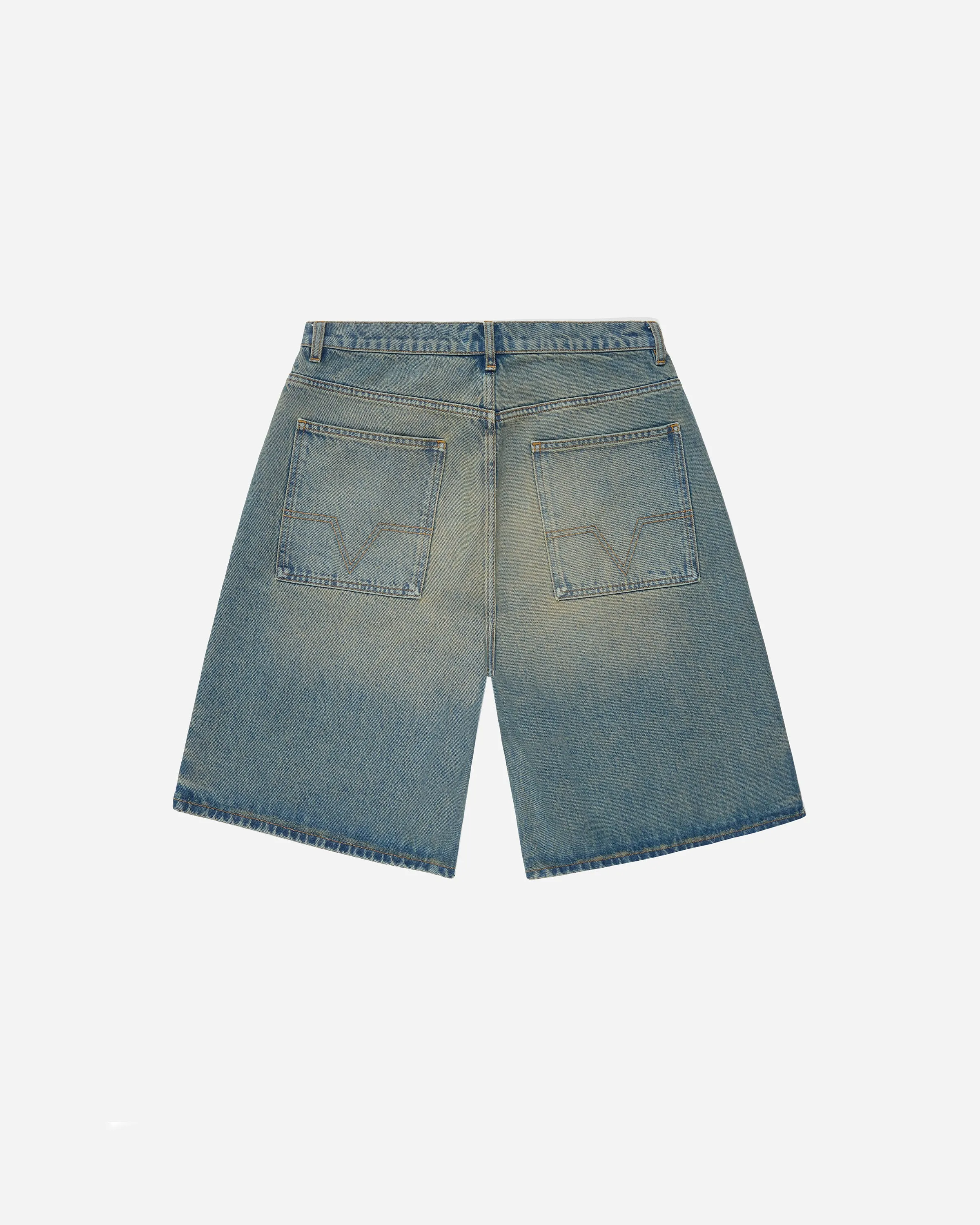 Sand-Wash Wide Leg Denim Shorts