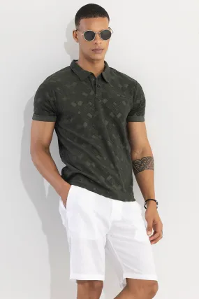 Square Space Olive Polo T-Shirt