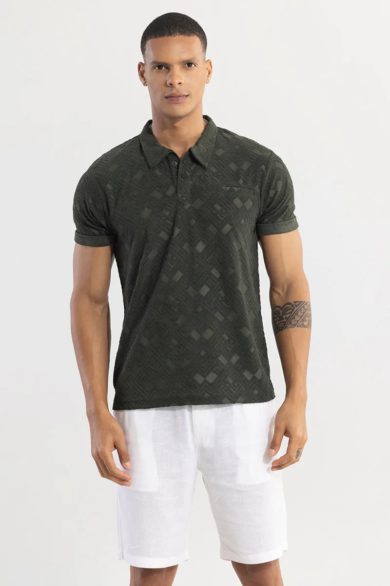 Square Space Olive Polo T-Shirt